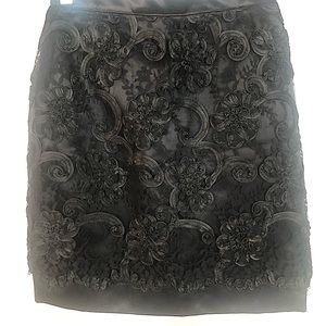 Vintage Black Lace Mini Skirt  - 3D flower effect - stunning - one of a kind